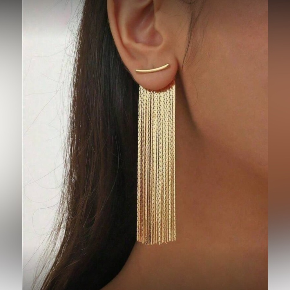 Elegant Gold Tassel Earrings